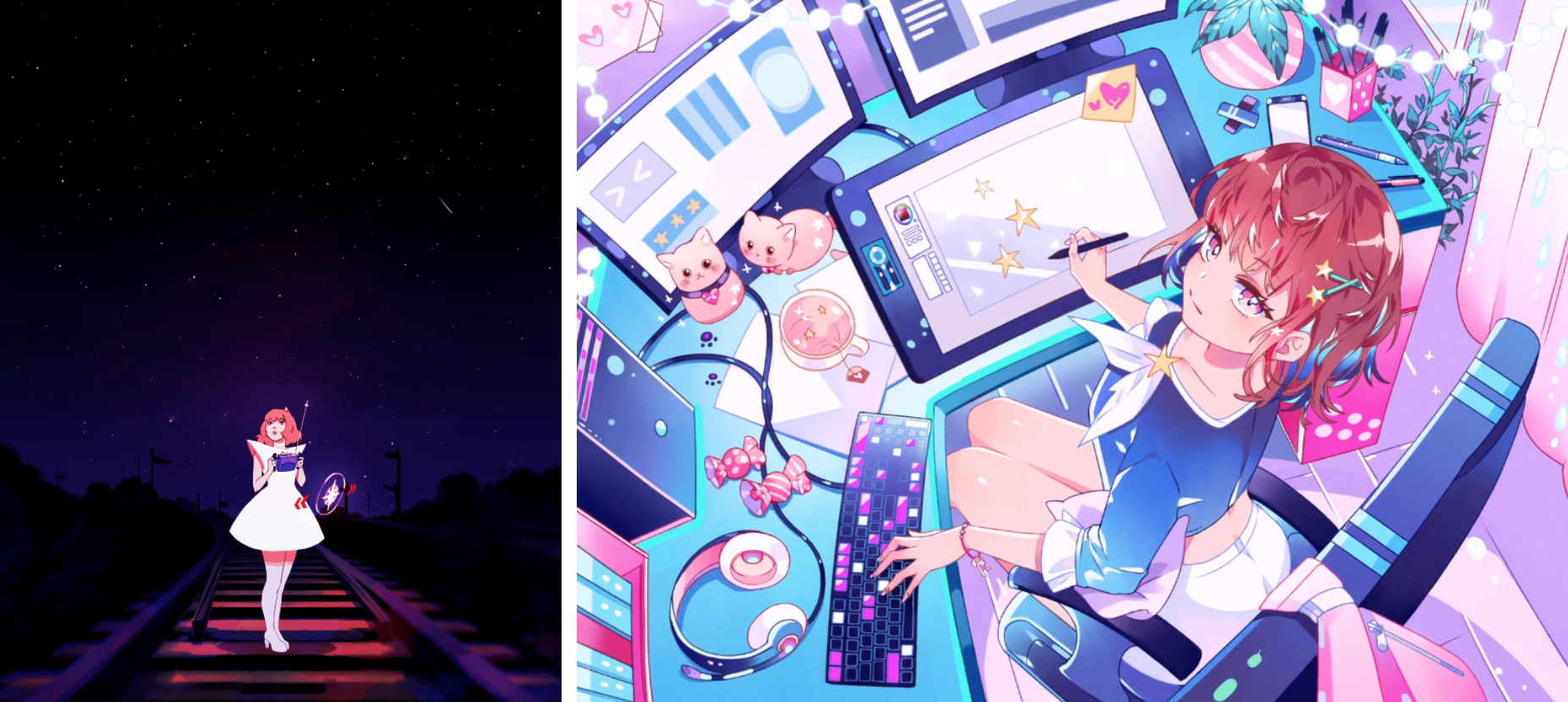 Left: Starseeker by Jessica Luna Right: Drawing star by LatenightOT
