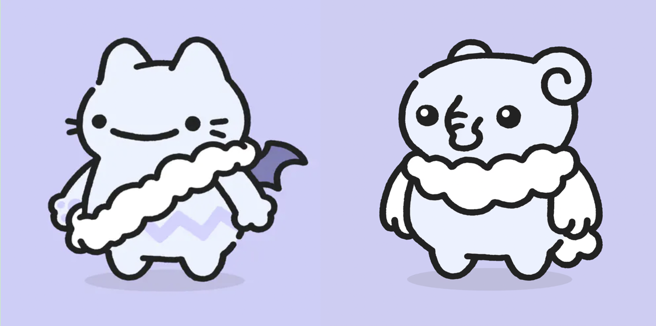 Left: Fluffy before the slime, Right: Fluffy after the slime.