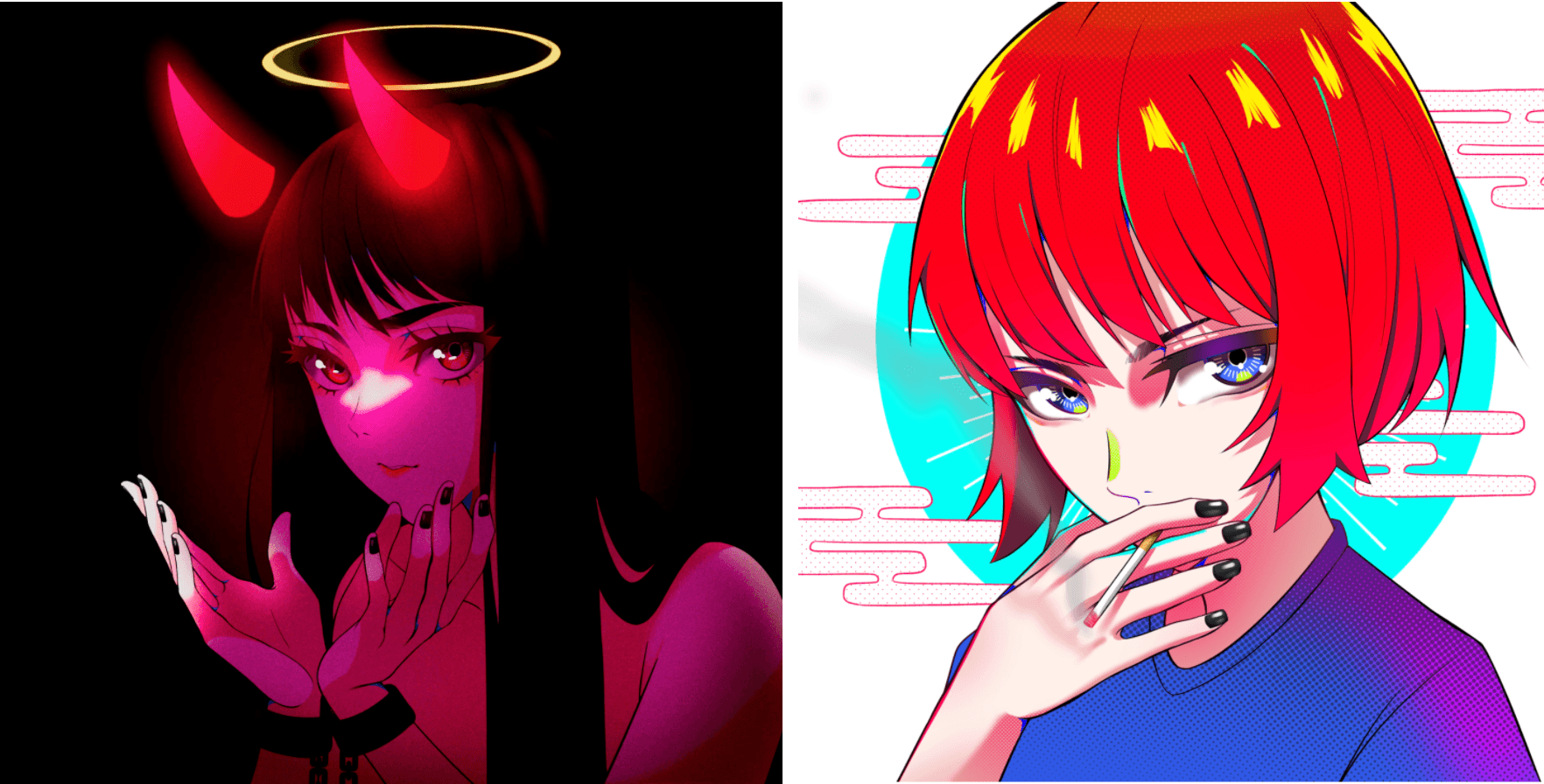 Left: ✧・ﾟ*DON’T TRUST*・ﾟ✧ #1 Right: RWX by Tonakai