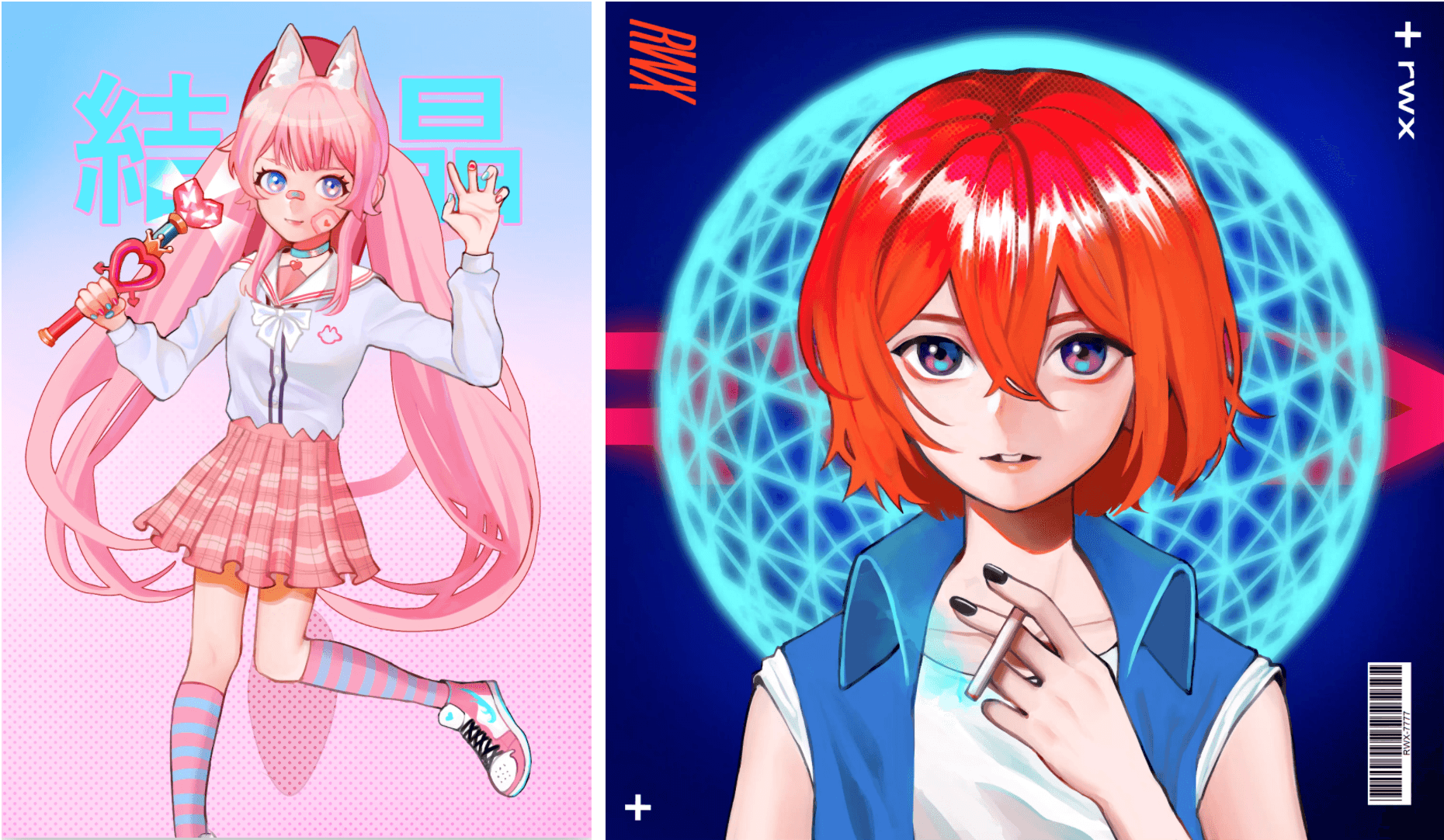 Left: 結晶 Right: RWX by P1u3m